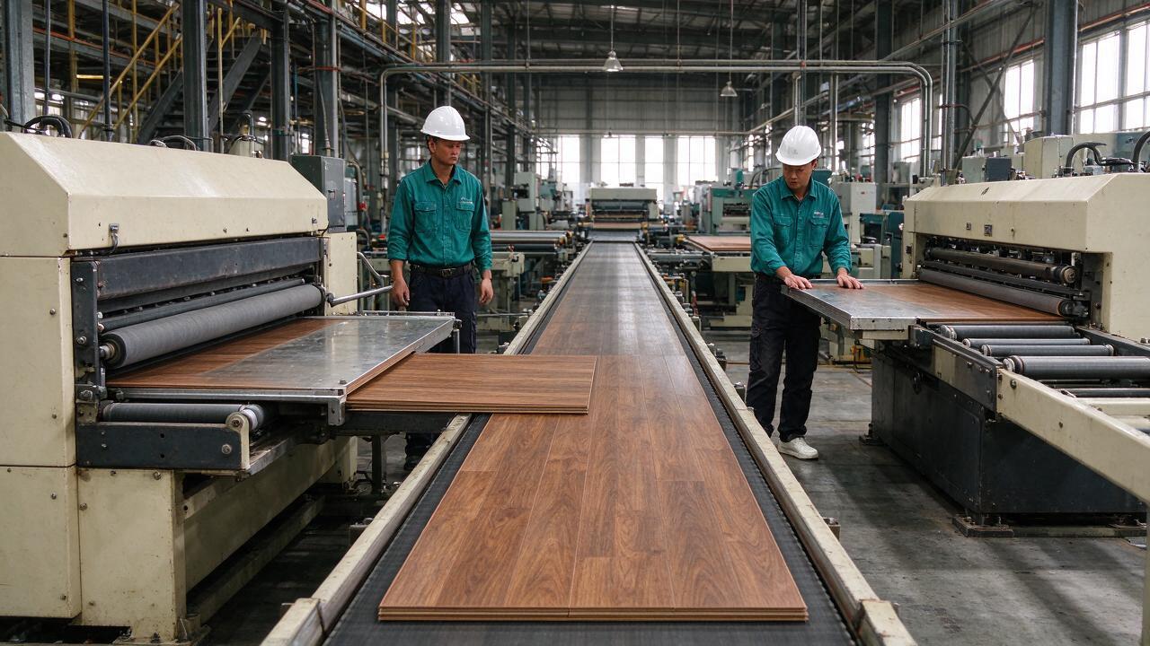Khái niệm dây chuyền sản xuất sàn gỗ công nghiệp