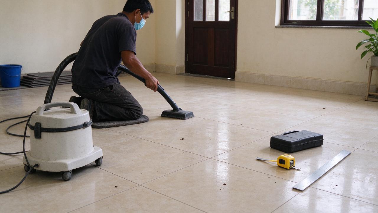 Bước 1: Kiểm tra bề mặt sàn và làm sạch